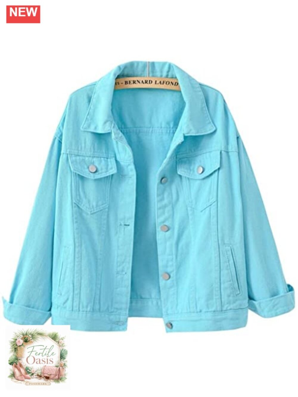 Women's Candy Color Denim Jacket Button Up Long Sleeve Loose Trucker Coat